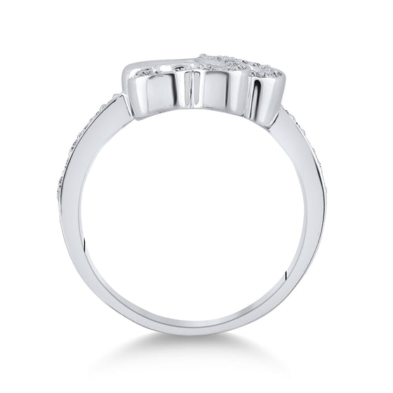 10k White Gold Womens Round Diamond Heart Ring 1/5 Cttw