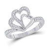 10k White Gold Womens Round Diamond Heart Ring 1/5 Cttw