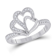  10k White Gold Womens Round Diamond Heart Ring 1/5 Cttw