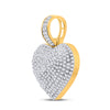 10k Yellow Gold Mens Round Diamond Heart Charm Pendant 3/4 Cttw