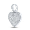 10k White Gold Womens Round Diamond Charmed Heart Pendant 3/4 Cttw