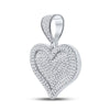 10k White Gold Mens Round Diamond Heart Charm Pendant 3/4 Cttw