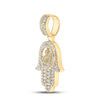 10k Yellow Gold Mens Round Diamond Hamsa Allah Charm Pendant 3 Cttw