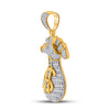 10k Yellow Gold Mens Round Diamond Money Bag Charm Pendant 1-1/4 Cttw