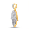 10k Yellow Gold Mens Baguette Diamond Hamsa Charm Pendant 1 Cttw