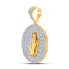 10k Yellow Gold Mens Round Diamond Praying Hands Circle Charm Pendant 1 Cttw