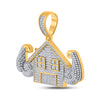 10k Yellow Gold Mens Round Diamond Flex Trap House Charm Pendant 1-1/2 Cttw