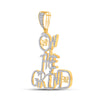 10k Yellow Gold Mens Round Diamond On The Grind Phrase Charm Pendant 3/4 Cttw