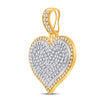 10k Yellow Gold Mens Round Diamond Heart Charm Pendant 1/2 Cttw