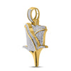 10k Yellow Gold Mens Round Diamond Rose Charm Pendant 7/8 Cttw