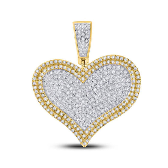 10k Yellow Gold Mens Round Diamond Heart Charm Pendant 1 Cttw