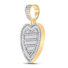 10k Yellow Gold Mens Baguette Diamond Heart Charm Pendant 1-1/3 Cttw