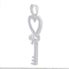 10k White Gold Womens Round Diamond Heart Key Pendant 1/2 Cttw