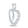14k White Gold Womens Round Diamond Heart Pendant 5/8 Cttw
