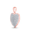 10k Rose Gold Womens Round Diamond Heart Pendant 1/4 Cttw