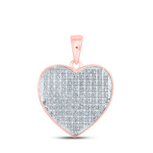  10k Rose Gold Womens Round Diamond Heart Pendant 1/4 Cttw