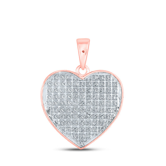 10k Rose Gold Womens Round Diamond Heart Pendant 1/4 Cttw