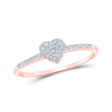  10k Rose Gold Womens Round Diamond Heart Ring 1/20 Cttw