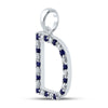10k White Gold Womens Round Blue Sapphire D Letter Pendant 1/4 Cttw