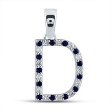  10k White Gold Womens Round Blue Sapphire D Letter Pendant 1/4 Cttw