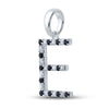 10k White Gold Womens Round Blue Sapphire Diamond E Letter Pendant 1/5 Cttw