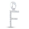 10k White Gold Womens Round Diamond F Initial Letter Pendant 1/8 Cttw