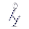 10k White Gold Womens Round Blue Sapphire Initial H Letter Pendant 1/4 Cttw