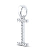 10k White Gold Womens Round Diamond I Initial Letter Pendant 1/8 Cttw