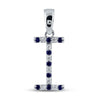 10k White Gold Womens Round Blue Sapphire Initial I Letter Pendant 1/6 Cttw