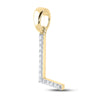 10k Yellow Gold Womens Round Diamond L Initial Letter Pendant 1/8 Cttw