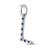 10k White Gold Womens Round Blue Sapphire Initial L Letter Pendant 1/8 Cttw