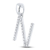 10k White Gold Womens Round Diamond Initial N Letter Pendant 1/5 Cttw