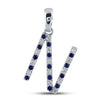 10k White Gold Womens Round Blue Sapphire N Initial Letter Pendant 1/4 Cttw