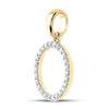 10k Yellow Gold Womens Round Diamond O Initial Letter Pendant 1/5 Cttw