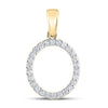 10k Yellow Gold Womens Round Diamond O Initial Letter Pendant 1/5 Cttw