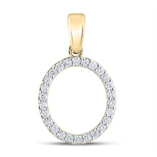  10k Yellow Gold Womens Round Diamond O Initial Letter Pendant 1/5 Cttw