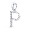10k White Gold Womens Round Diamond Initial P Letter Pendant 1/6 Cttw