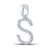 10k White Gold Womens Round Diamond Initial S Letter Pendant 1/5 Cttw