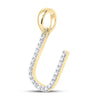10k Yellow Gold Womens Round Diamond U Initial Letter Pendant 1/6 Cttw