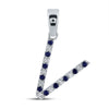 10k White Gold Womens Round Blue Sapphire Diamond V Letter Pendant 1/6 Cttw