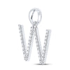 10k White Gold Womens Round Diamond Initial W Letter Pendant 1/4 Cttw