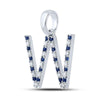 10k White Gold Womens Round Blue Sapphire Diamond W Letter Pendant 1/4 Cttw