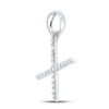 10k White Gold Womens Round Diamond X Initial Letter Pendant 1/6 Cttw
