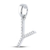 10k White Gold Womens Round Diamond Y Initial Letter Pendant 1/8 Cttw