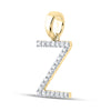 10k Yellow Gold Womens Round Diamond Z Initial Letter Pendant 1/5 Cttw