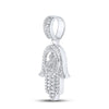 10k White Gold Mens Round Diamond Allah Hamsa Charm Pendant 3 Cttw