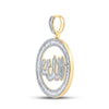 10k Yellow Gold Mens Baguette Diamond Allah Circle Charm Pendant 2 Cttw