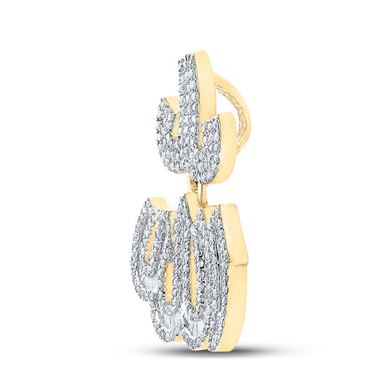 10k Yellow Gold Mens Baguette Diamond Allah Islam Charm Pendant 1-3/4 Cttw