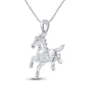 10k White Gold Womens Round Diamond Horse Pony Animal Pendant 1/20 Cttw