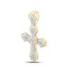 10k Yellow Gold Mens Baguette Diamond Cross Charm Pendant 1-5/8 Cttw